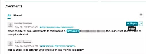 comments shown with sample comments with user profile pic and names pixelized