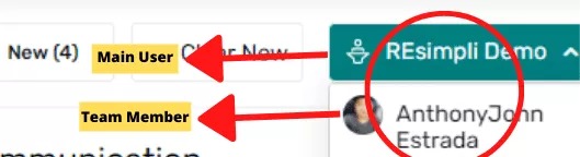 red circle around main user and team member