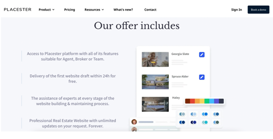 placester page with templates for real estate agents