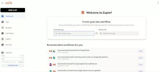 zapier home interface