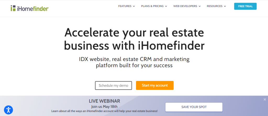 iHomefinder real estate carm and marketing platform website