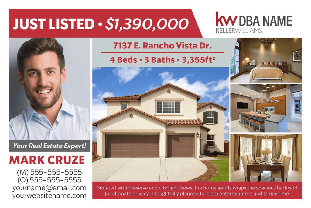 sample postcard for just listed properties