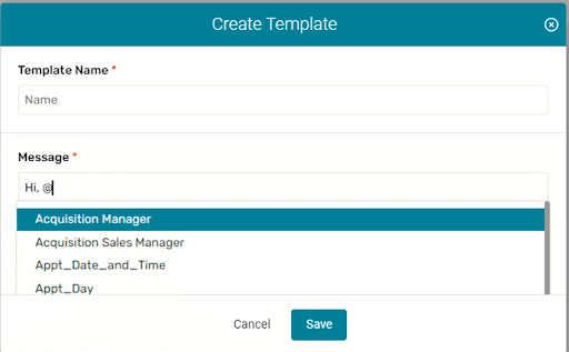 message box showing @ symbol being used to show suggestion of appropriate assignees