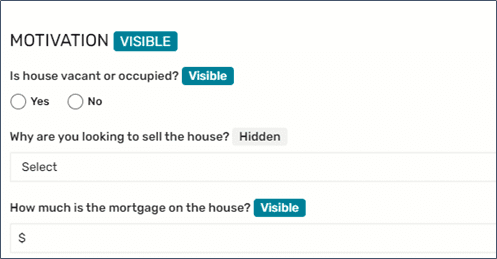 motivation section with questions about a house and the details being visible.