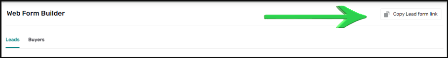 green arrow pointing to the copy lead form link button