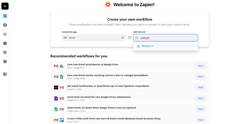 welcome to zapier. create your own workflow