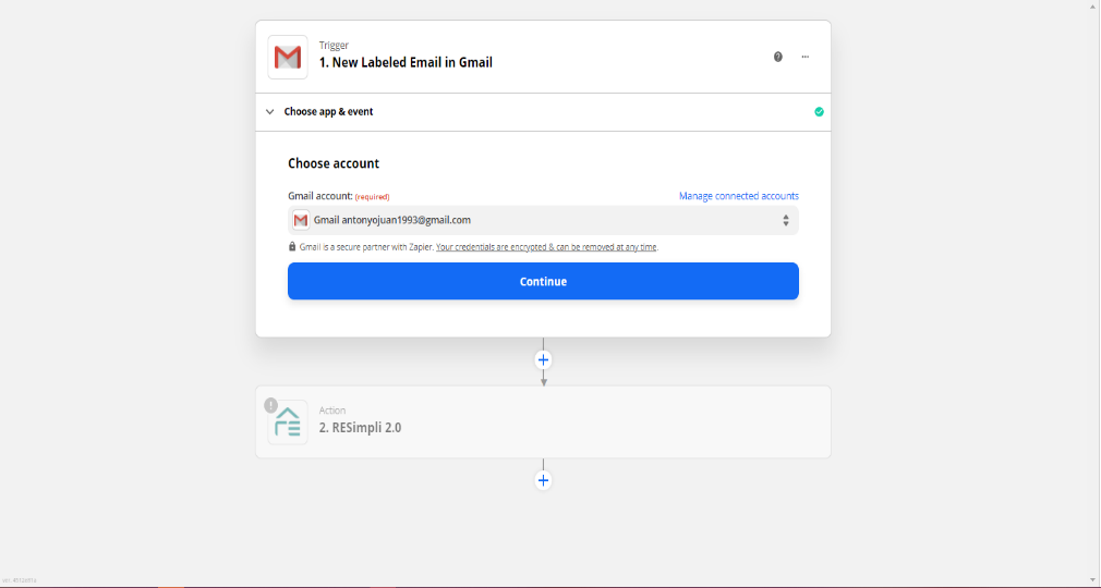 choose account to partner with zapier