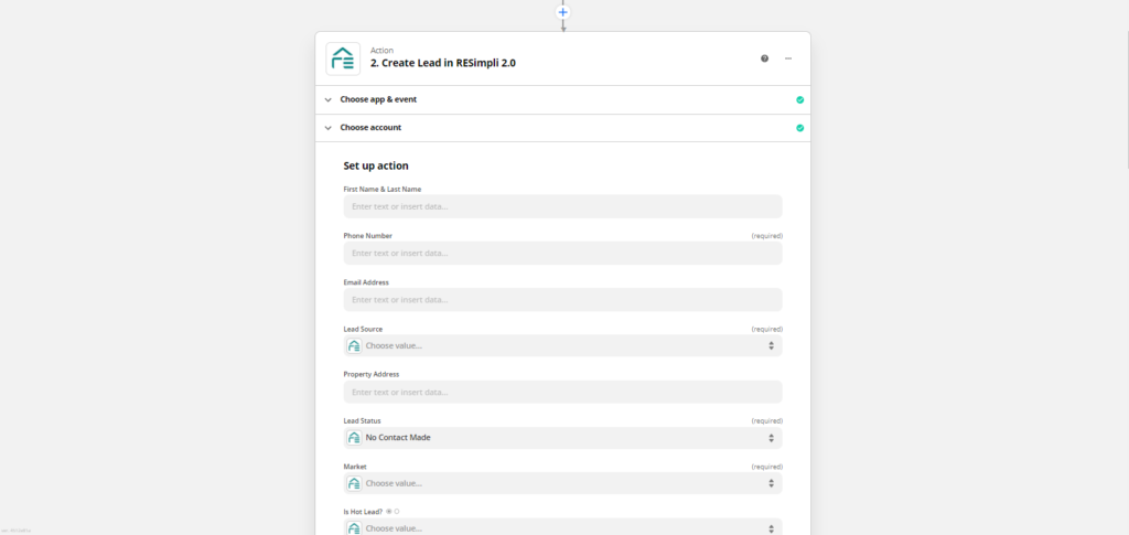 create lead in resimpli 2.0