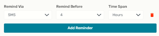 add reminder options with drop downs and add reminder button