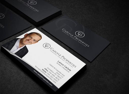 sample business card with agent's image from Carlyle Properties