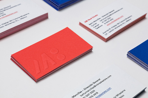 sample business cards with indented logo from MB Real Estate