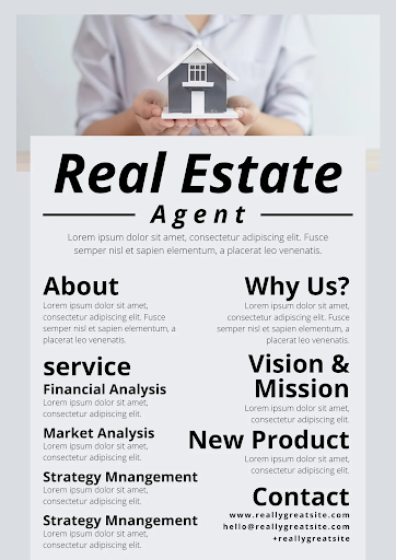 sample real estate agent flyer by canva