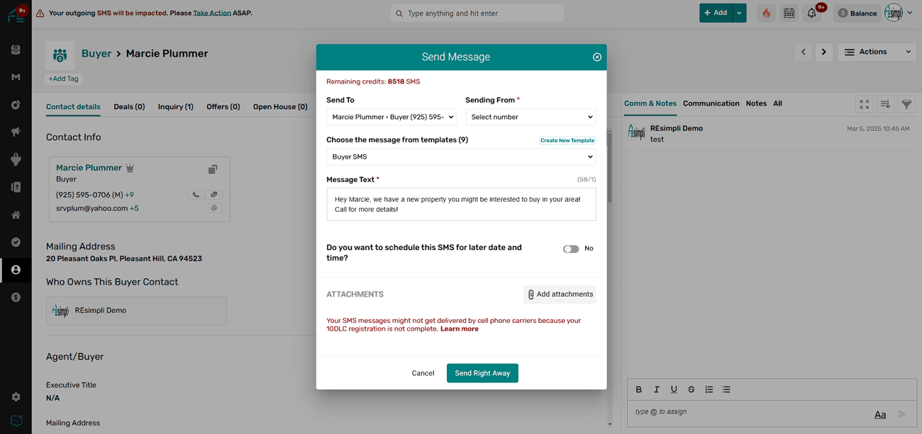 Real Estate SMS Messaging, REsimpli