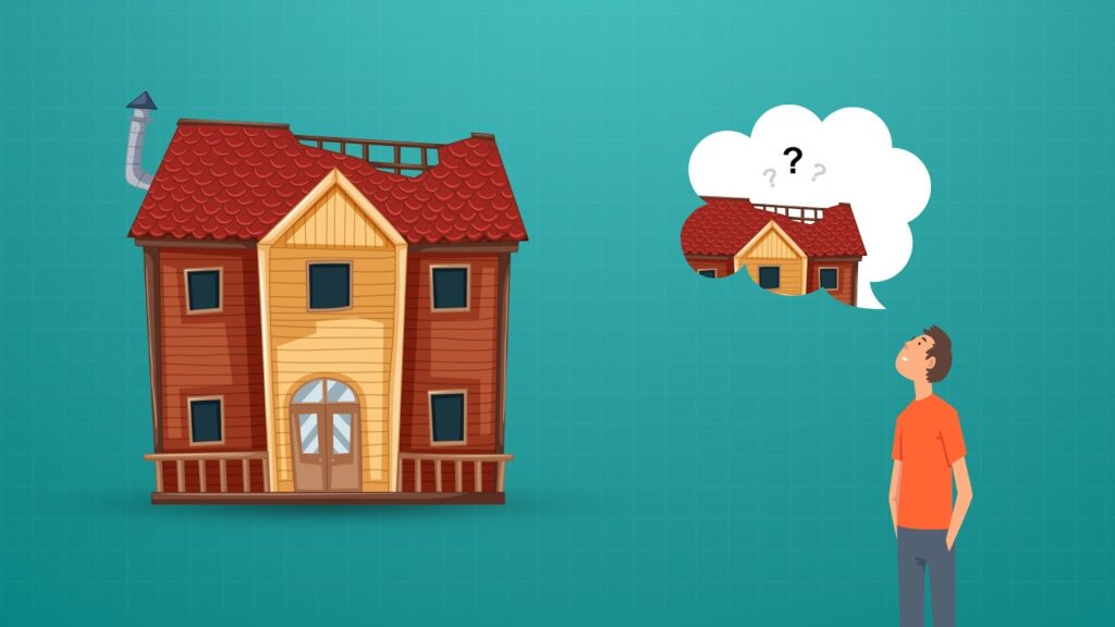 A property owner looking at an obvious problem with a property, such as a huge hole in the roof or a flooded property