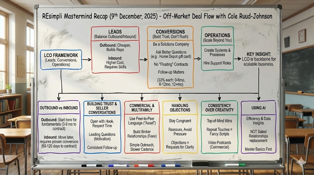REsimpli Mastermind Recap – Off-Market Deal Flow with Cole Ruud-Johnson (9 Dec, 2025)